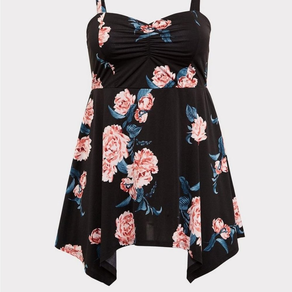 Torrid - Black Floral Handkerchief Cami
